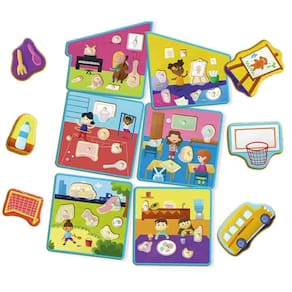 Jogo Ache E Encaixe - Minha Escola - Madeira - Brincadeira De Criança