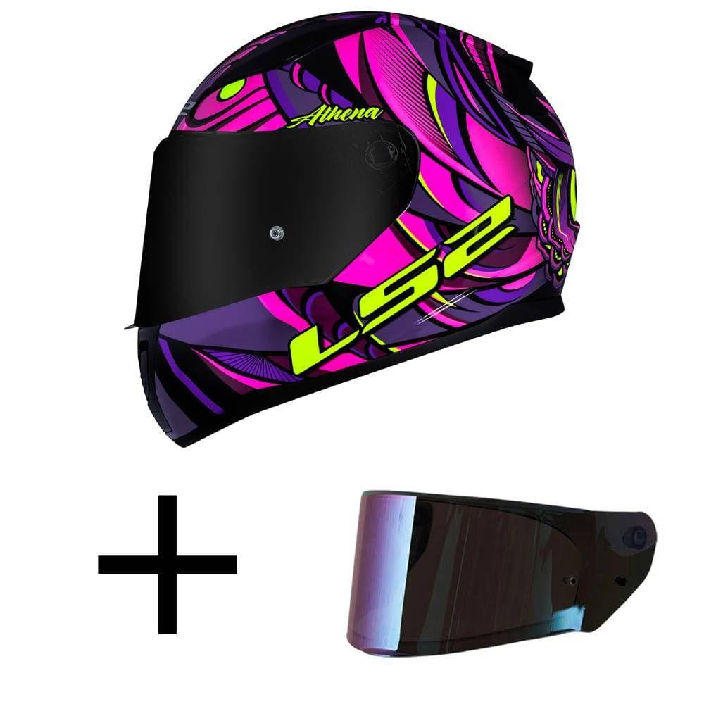 Capacete LS2 FF353 Rapid Athenas Roxo e Rosa Mais Viseira Camaleão