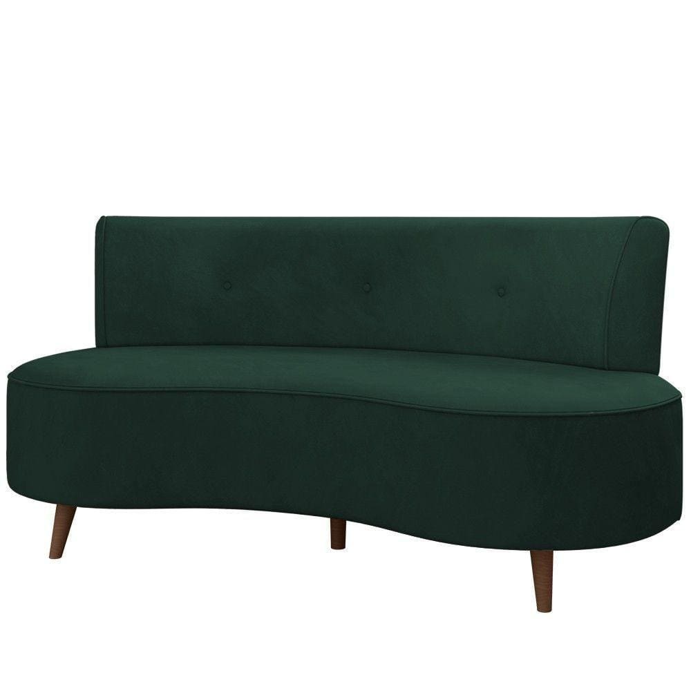 Sofá 2 Lugares Para Sala Living 135cm Pés Palito Korah K04 Veludo Verde - Mpozenato