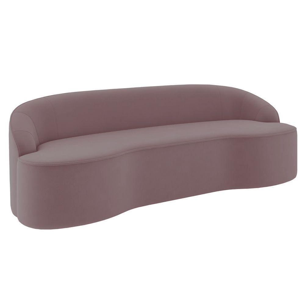 Sofá 3 Lugares Para Sala De Estar Living 180cm Theo D06 Veludo Rosa - Mpozenato