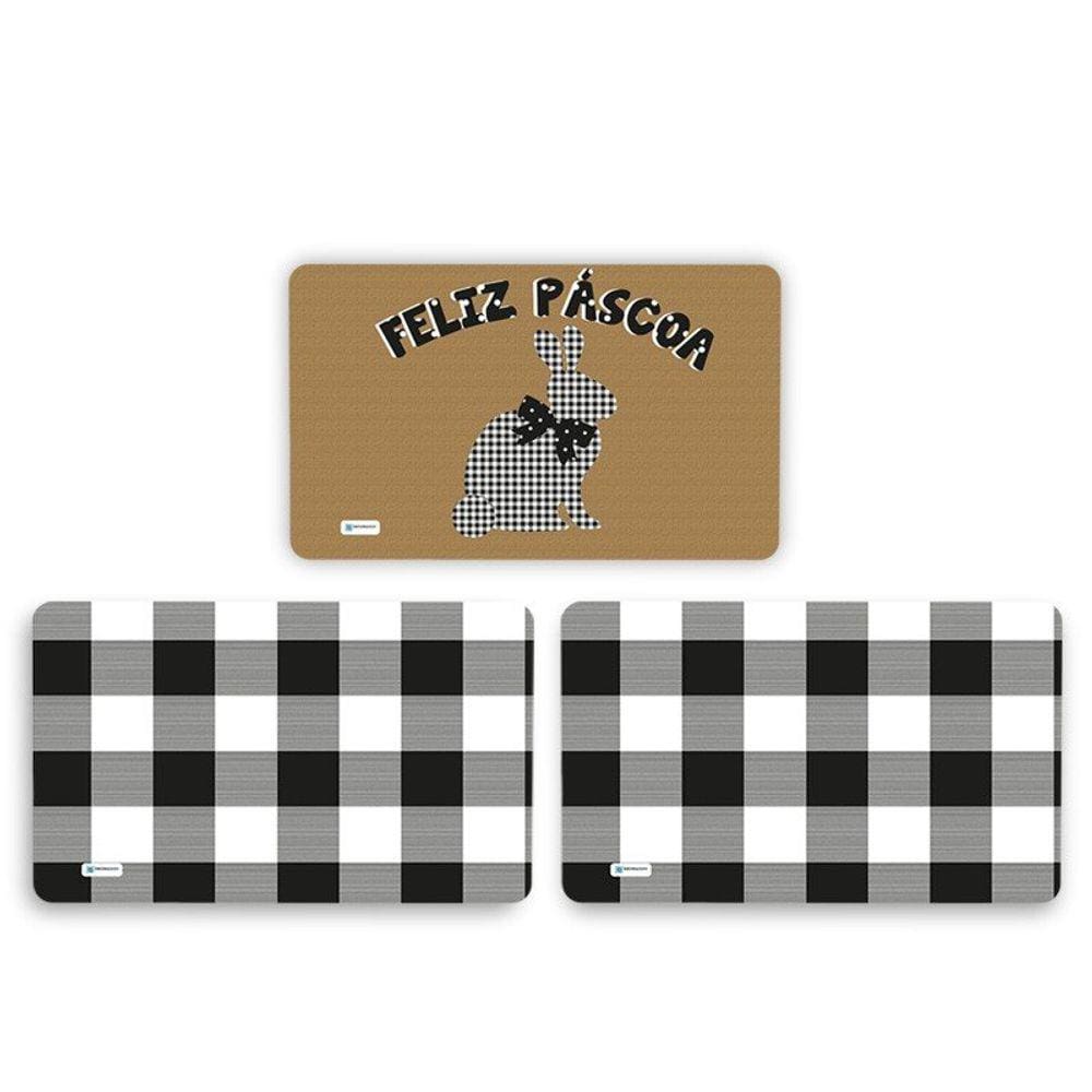 Kit Com 3 Tapetes De Banheiro Páscoa Xadrez