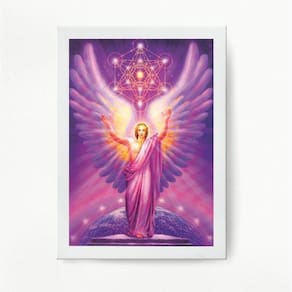 Quadro Decorativo Arcanjo Metatron 45x34cm - Madeira Branca