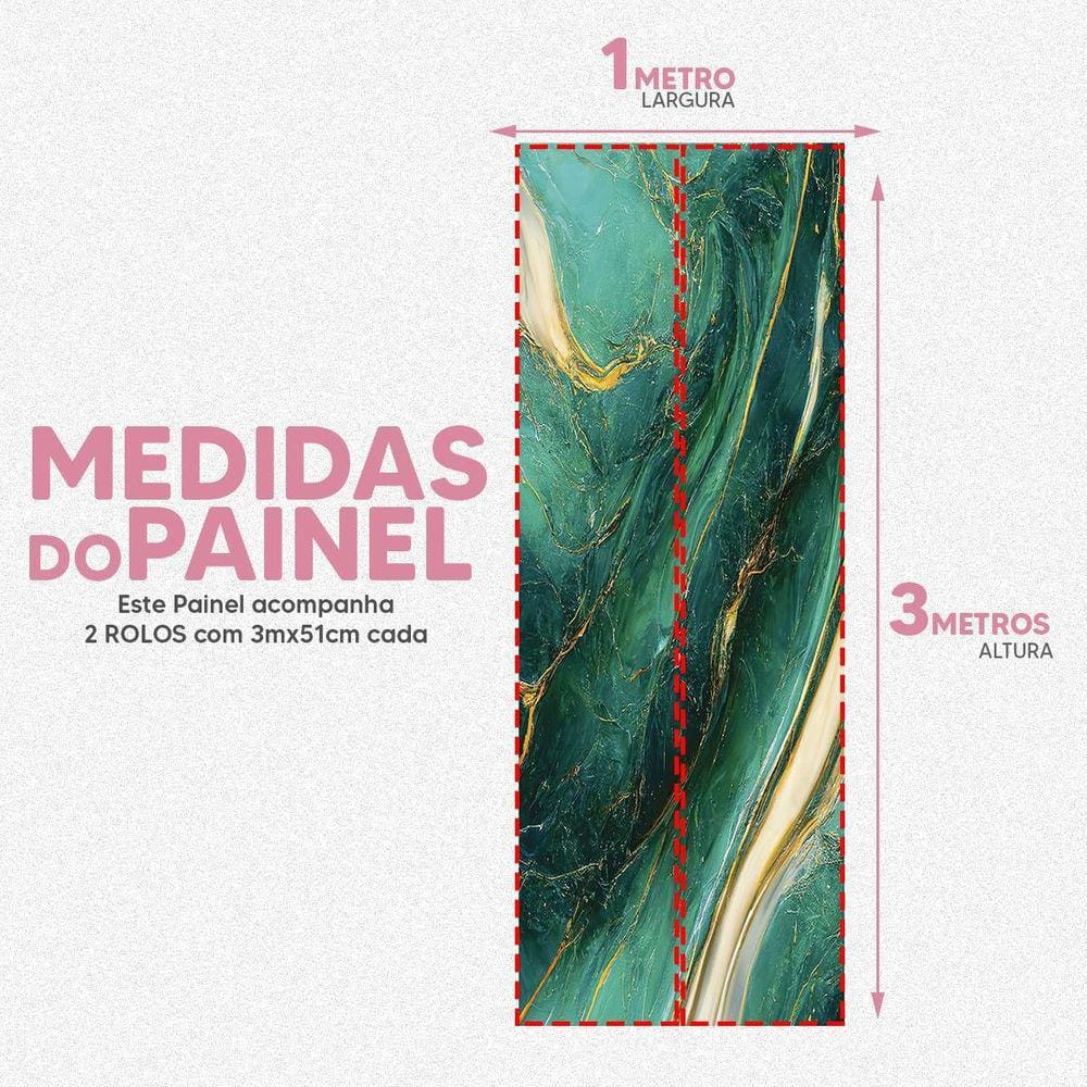 Papel De Parede Painel 3D Mármore Verde E Dourado 1M