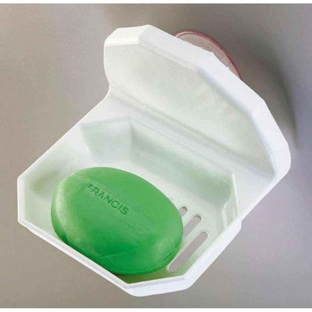 Saboneteira de Plástico com Ventosa Branca - Plastico Resistente - Maxximo - PANAMI