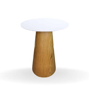 Mesa Bistrô Cone 70 Cm Tampo Laca Branca Base Freijó Cor Marrom
