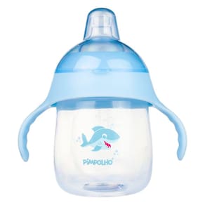 Copo De Treinamento 240Ml Pimpolho +12M Bpa Free Azul E Rosa Bico 100% Silicone
