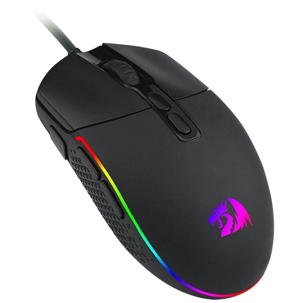 MOUSE GAMER REDRAGON BRANCOALA, RGB, 7200DPI, 6 BOTOES, PRETO