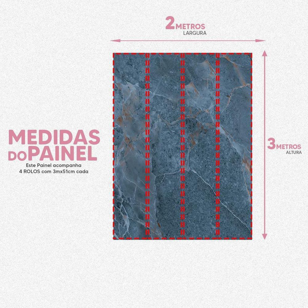 Papel De Parede Painel 3D Mármore Calacata Azul Lavável 2M