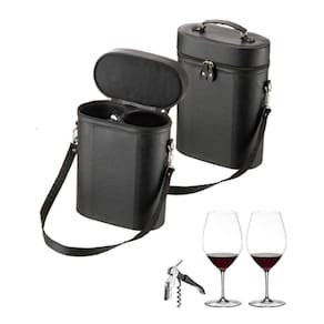 Maleta Courino p/ Vinho Gourmet c/ 2 Taças e Saca-Rolha
