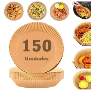 Kit 150 Forro Papel Airfryer Descartável Forma Antiaderente