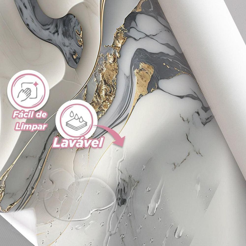 Papel De Parede Painel 3D Mármore Branco Com Cinza 4M