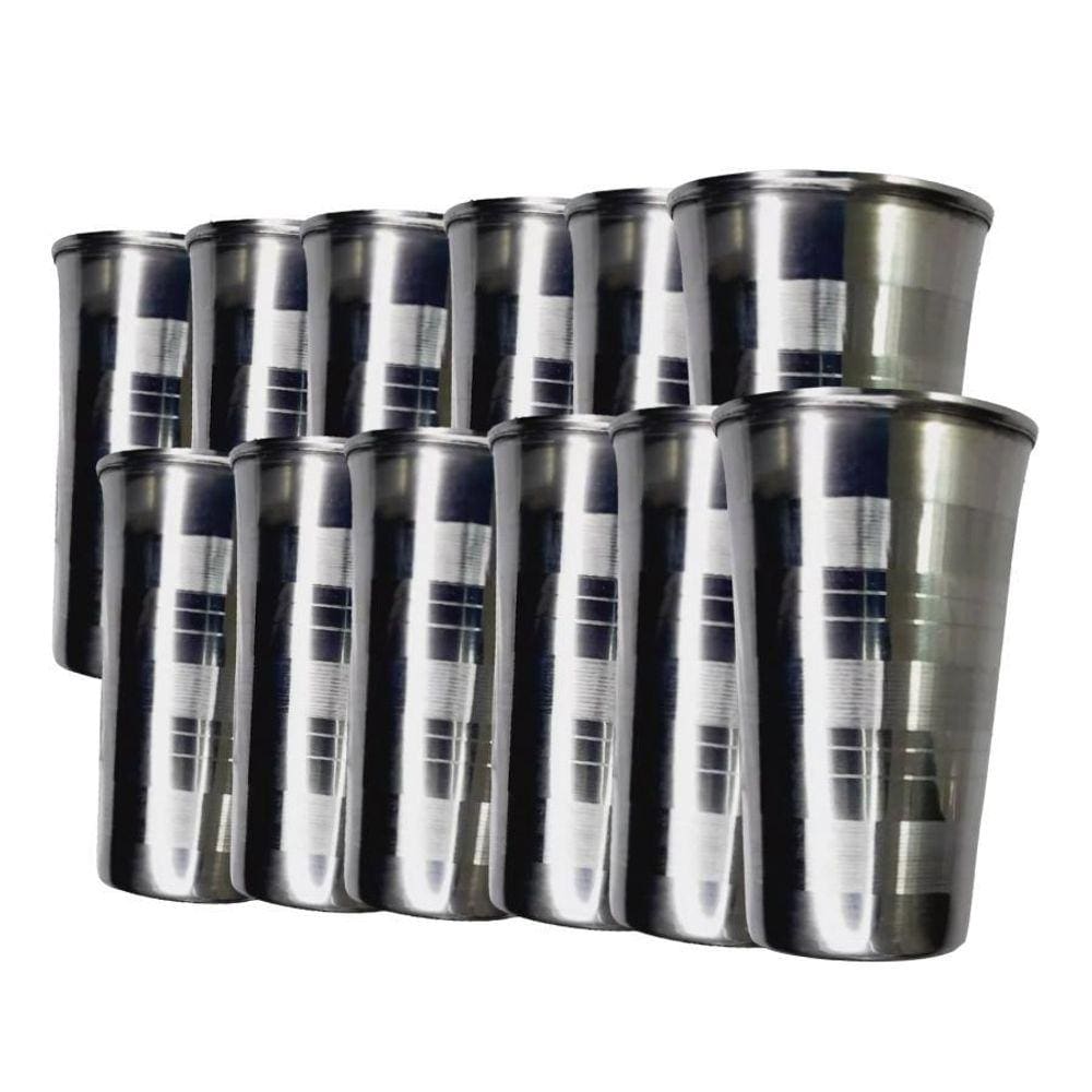 Kit 12 Copos De Inox Resistente Para Cerveja Agua Suco 250Ml