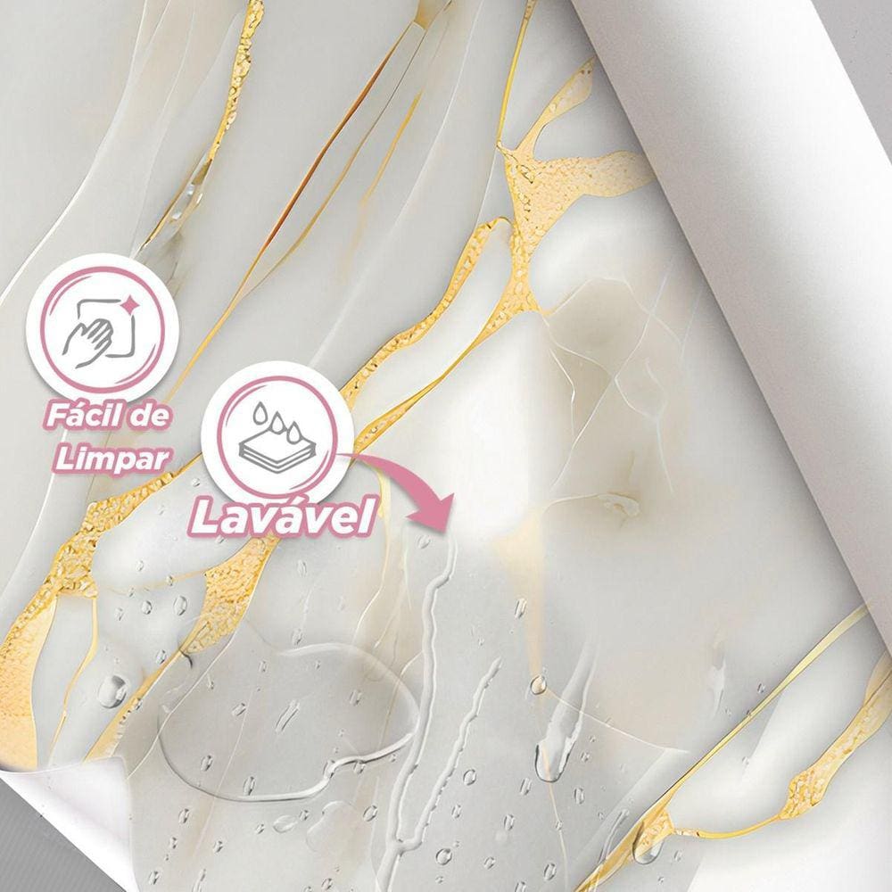 Papel De Parede Painel 3D Mármore Branco Dourado 1M