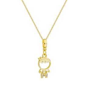 Colar Pingente Menino Banhado a Ouro 18k