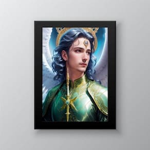Quadro Arcanjo Rafael 24x18cm - Moldura Preta