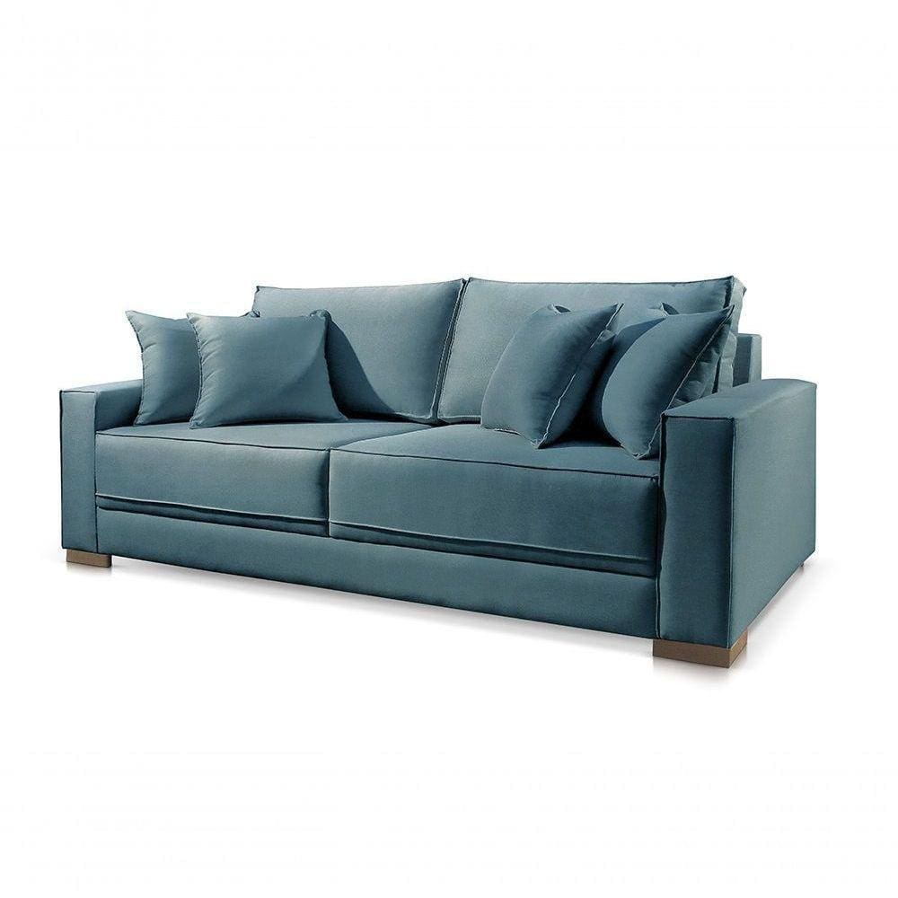 Sofá 3 Lugares Fixo Living Hotello Linho Azul 2m