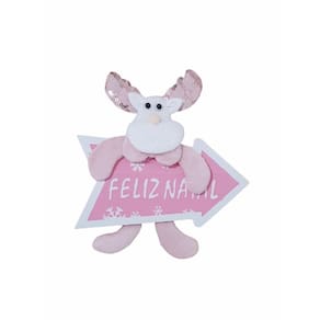 Pendente Enfeite Natal Rena Cervo Rosa Pendurar Árvore Porta