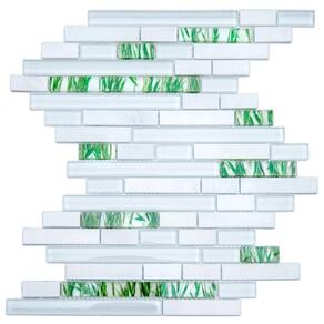 Pastilha de Mármore com Vidro e Alumínio Glass Stone Cinza/Verde
