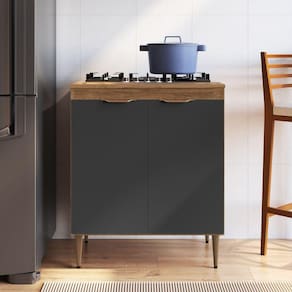 Balcão 70cm 2 Portas Espaço Cooktop 4 Bocas Veneza Mel/Grafite