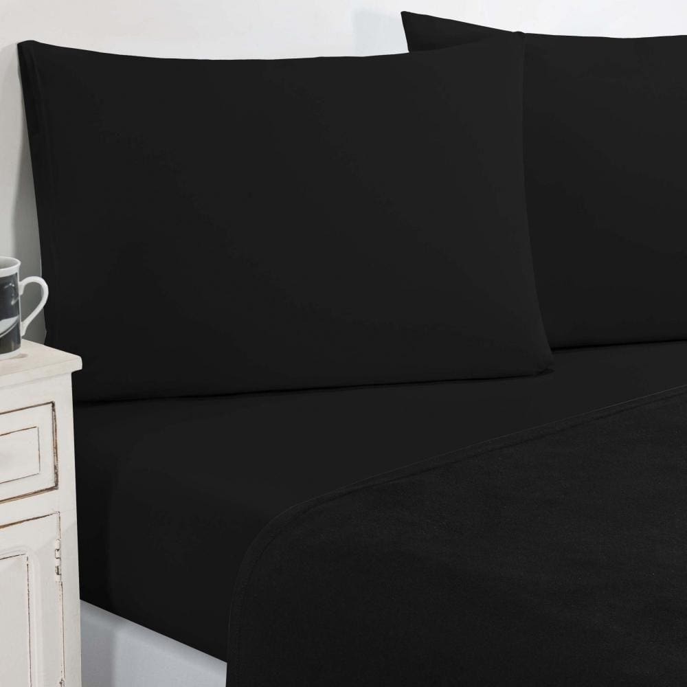 Jogo De Cama Malha Lençol 100% Algodão Gran Moratta 4 Peças Casal - Preto-preto
