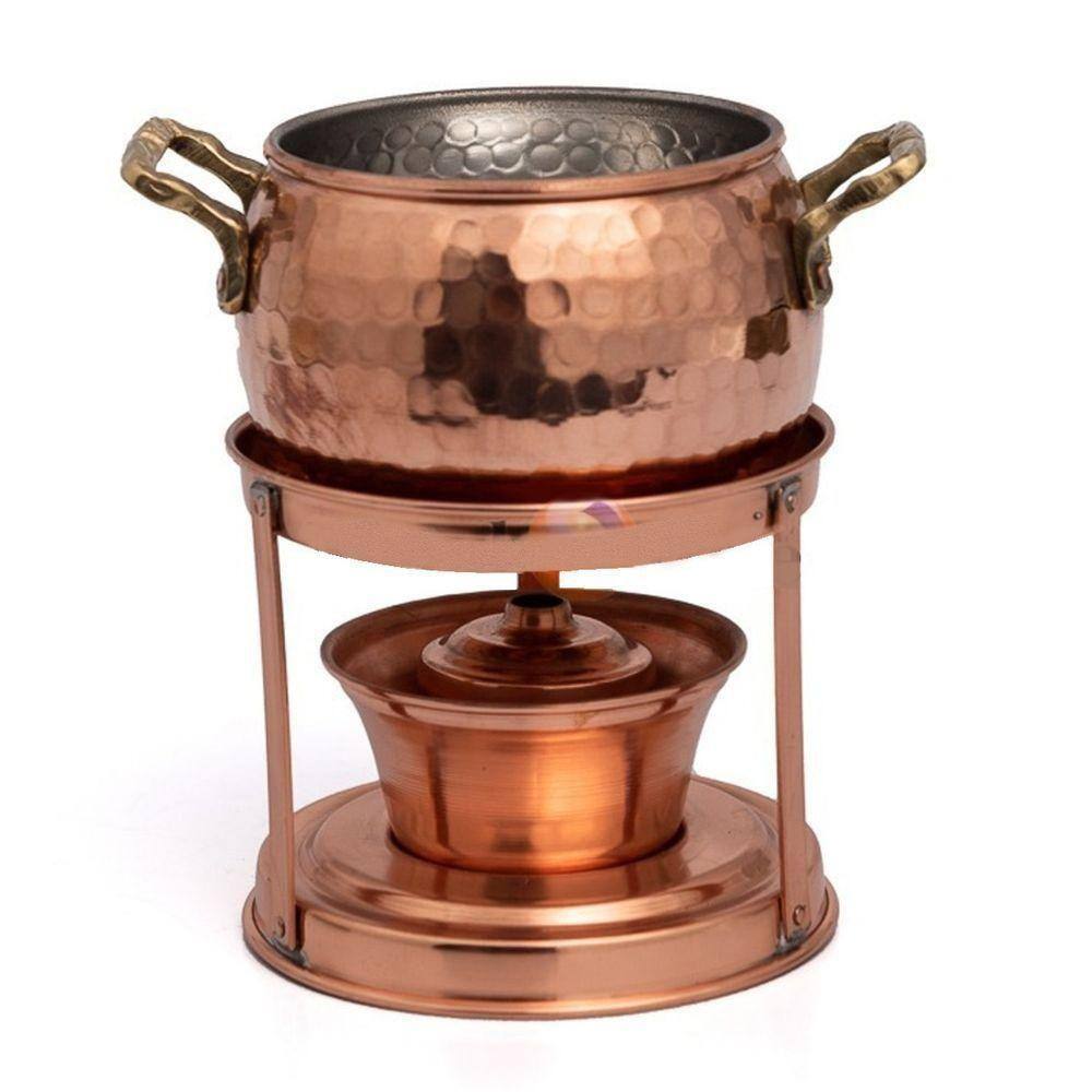 Rechaud Fogareiro Cobre Fondue Queijo Chocolate Mini 500Ml