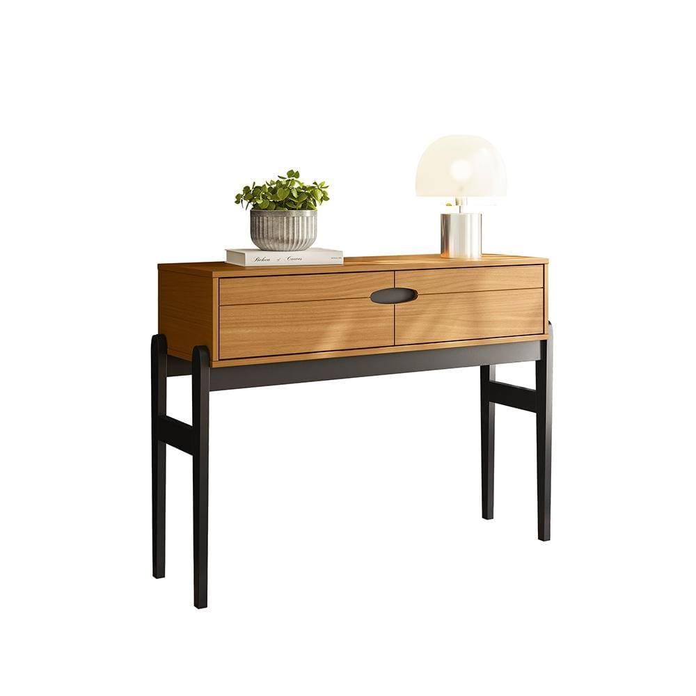 Aparador Retrô Intense Com Pés de Madeira Freijó Com Preto - Movelove