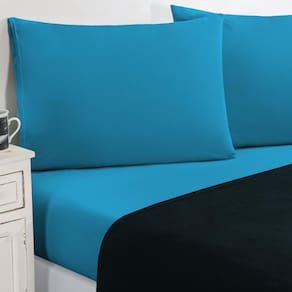 Jogo De Cama Malha Lençol 100% Algodão Gran Moratta 4 Peças Casal - Azul Marinho-azul Turqueza
