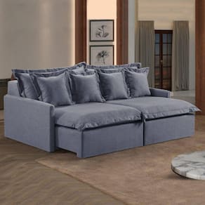 Sofá 2 Lugares Retrátil 200cm com Almofadas M145 Linho/Cinza Escuro