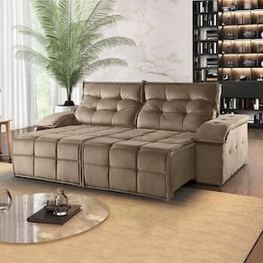Sofá Retrátil e Reclinável 250cm 2 Lugares M122 Café com Leite