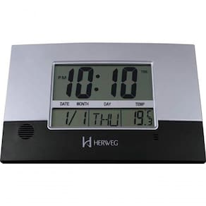 Relógio De Parede Ou Mesa Digital Lcd Calendário Termômetro Preto Herweg 6473 único