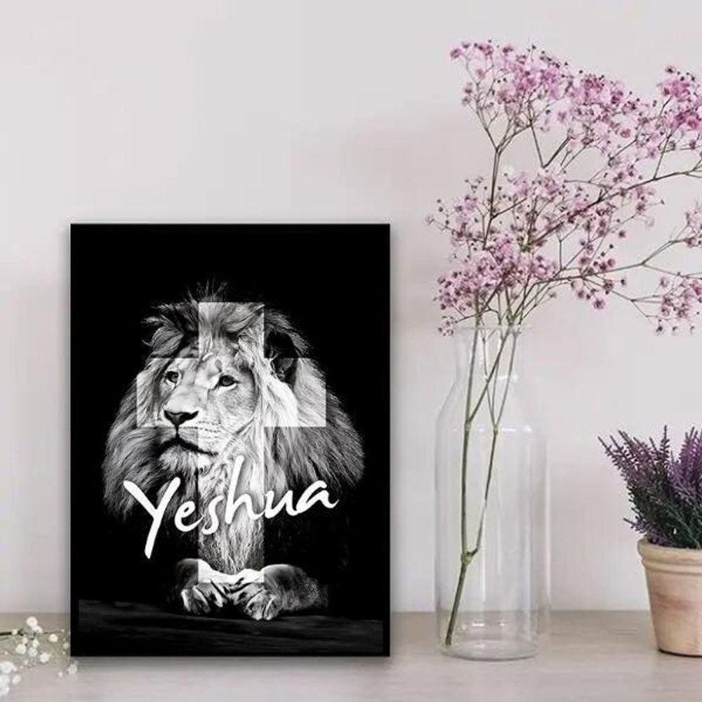 Quadro Decorativo Leão Yeshua 45x34cm + Vidro
