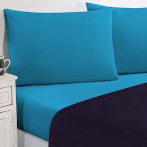 Jogo De Cama Malha Lençol 100% Algodão Gran Moratta 4 Peças Casal - Roxo-azul Turqueza