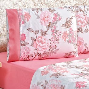 Jogo De Cama Estampado Micropercal 200 Fios Naturale Casal 04 Peças - Serene