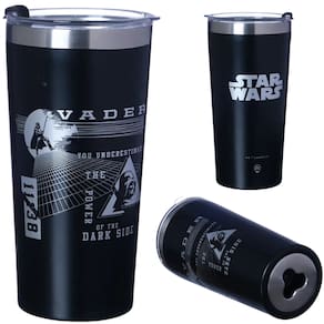 Copo Térmico Darth Vader Gelado Quente 500ml Com Tampa Abridor Garrafas Oficial Star Wars