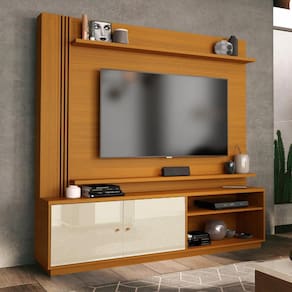Estante Home para TV Até 65 Polegadas 2 Portas 180cm com Rodízios Ripado Royal EDN Móveis