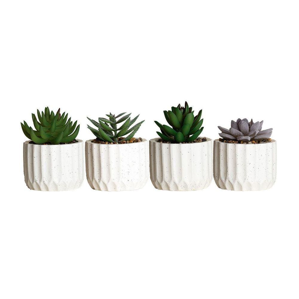 Vaso de Suculenta Artificial Decorativo Cimento 7,5x11,3cm