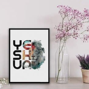 Quadro Decorativo Leão Yeshua Colorido 24X18Cm - Com Vidro