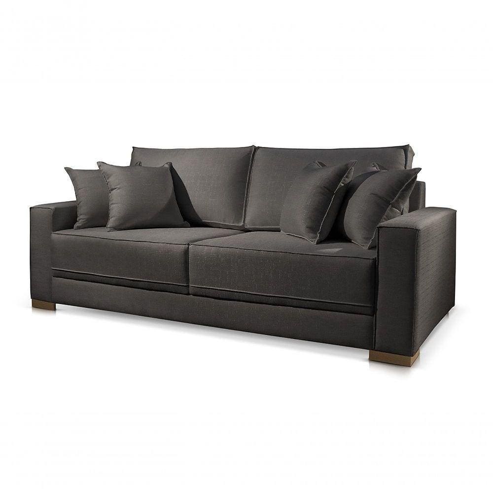 Sofá 3 Lugares Fixo Living Hotello Linho Preto 13t 2m