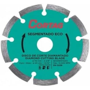 DISCO DIAMANTADO SEGMENTADO ECO DIÂMETRO 110 mm FURO 20 mm Cortag