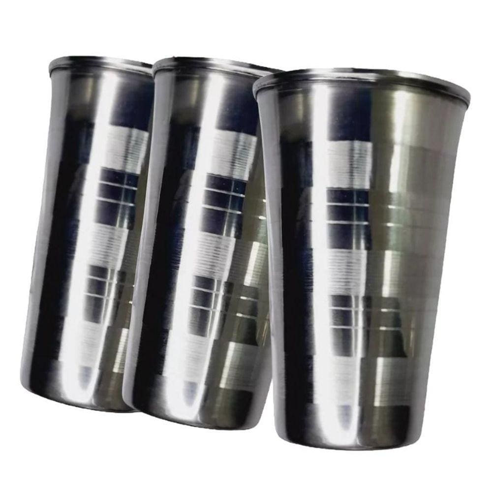 Kit De 3 Copos Aço Inox 250Ml Para Cerveja E Outras Bebidas