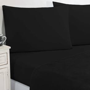 Jogo De Cama Malha Lençol 100% Algodão Gran Moratta 3 Peças Solteiro - Preto-preto