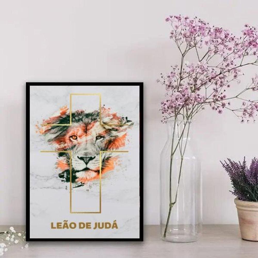 Quadro Decorativo Leão De Judá Aquarela 24X18Cm