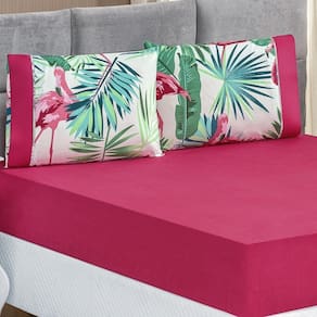 Jogo De Cama Micropercal 200 Fios Naturale Casal 03 Peças - Flamingo