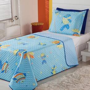 Kit Cobre Leito Dupla Face Infantil 2 Pecas - Oceano