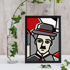 Quadro Decorativo Charlie Chaplin Pop Art 24x18cm