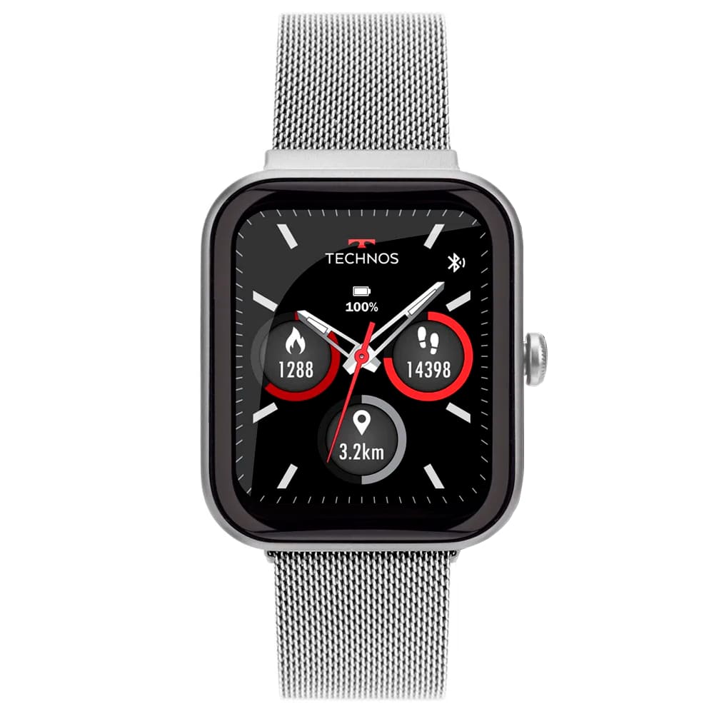 Smartwatch TECHNOS connect max prata e preto - TMAXAB/5K