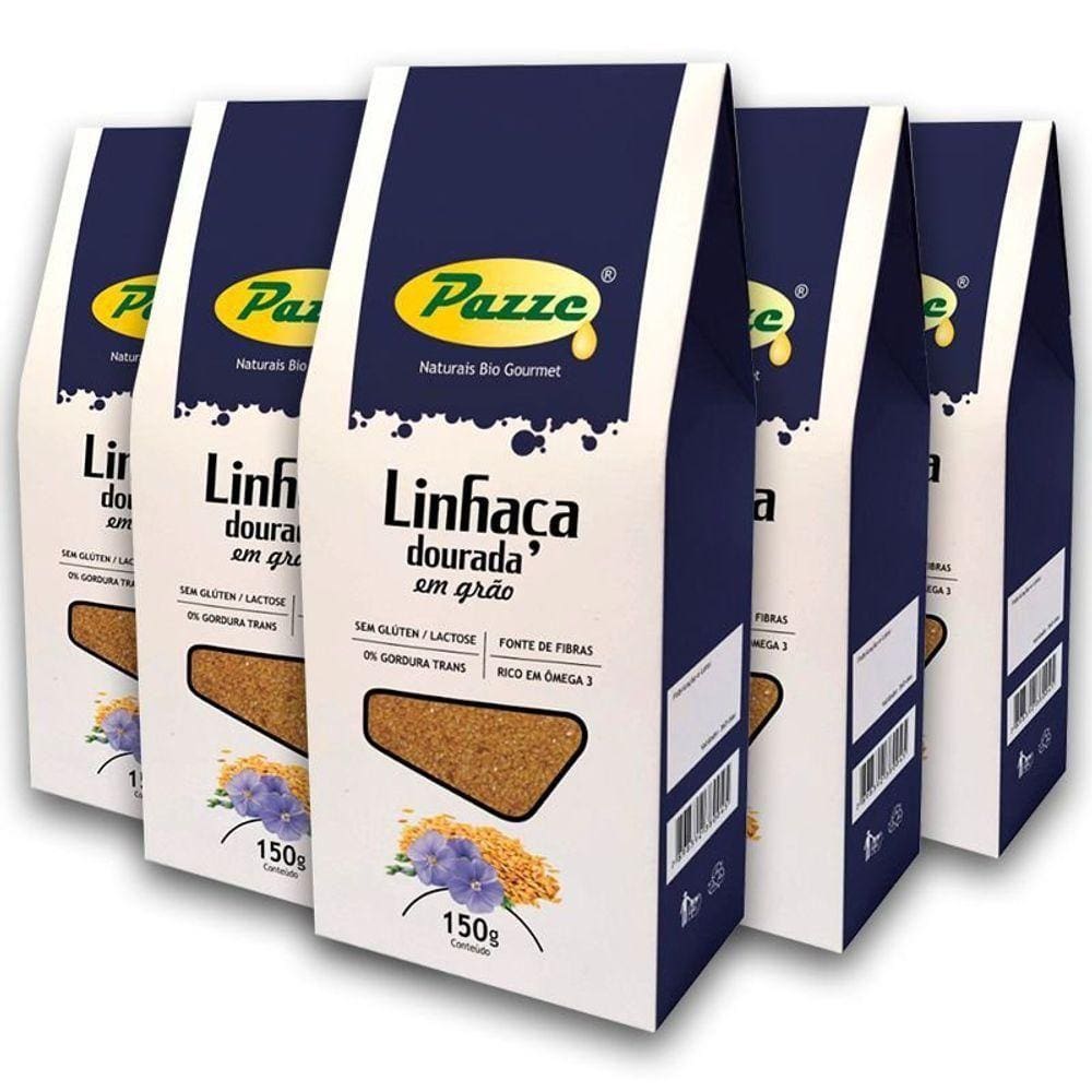 Kit 5 Grão Linhaça Dourada Pazze 150 Gramas
