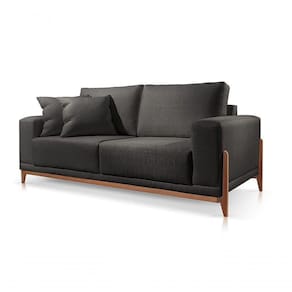 Sofá 3 Lugares Fixo Living Bellagio Linho Preto 12t 2,1m