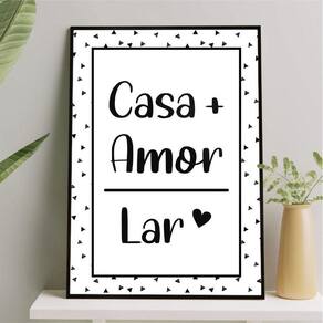 Quadro Decorativo Casa Amor Lar 45x34cm - Vidro