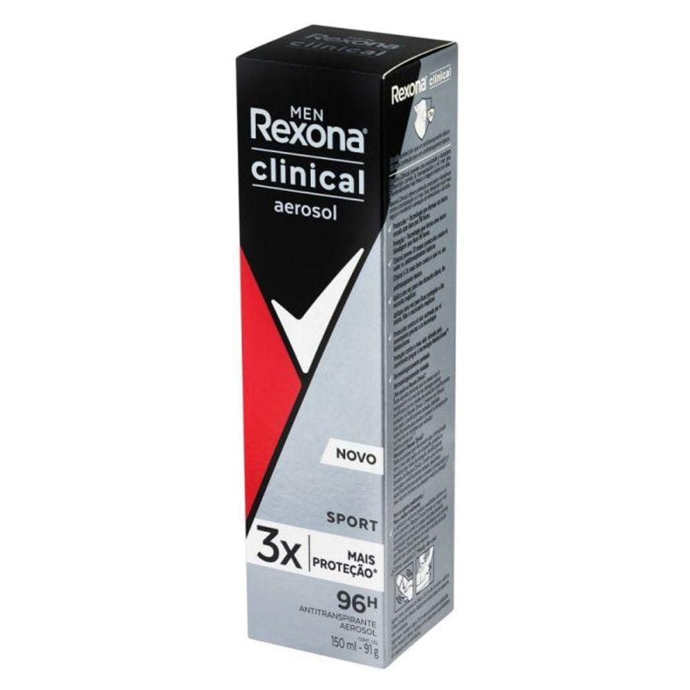 Kit 3 Unidades Desodorante Aerosol Rexona Men Clinical Sport 150ml